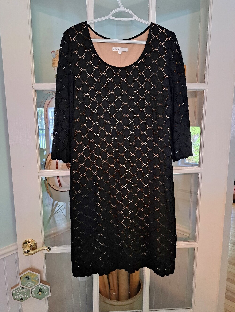 ❤️5/$25❤️Cleo Black Lace Shift Dress with Nude Underlayer